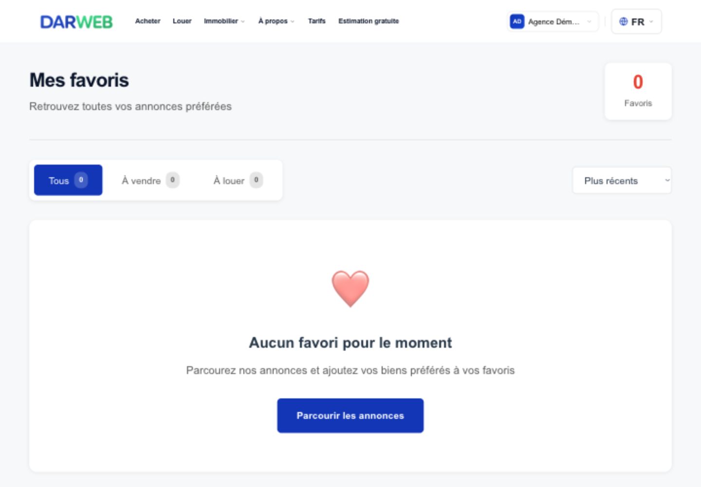 Biens favoris, données fictives.