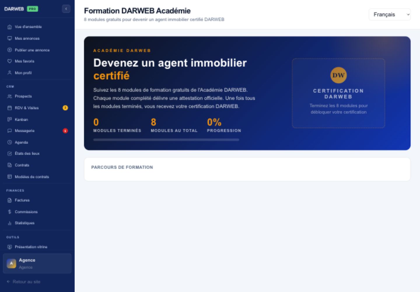 Formation Darweb, données fictives.
